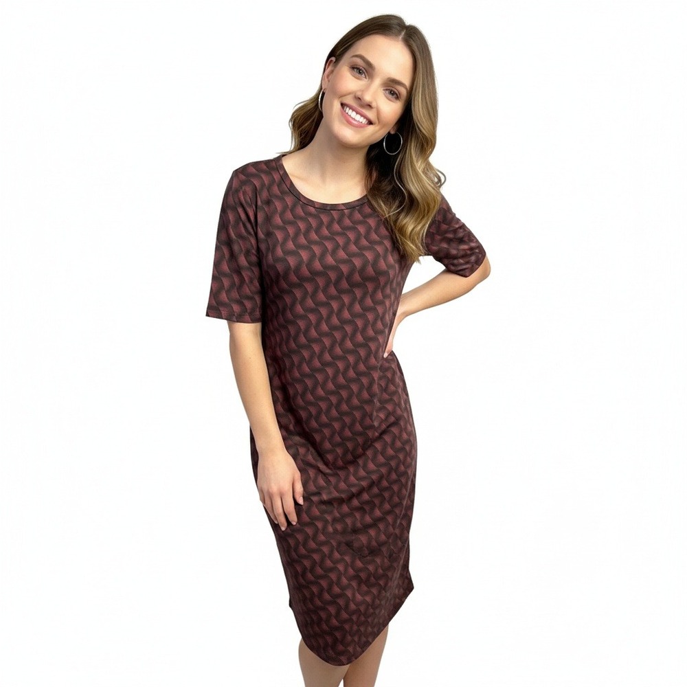 LuLaRoe Small Dress Julia Geometric Shift‎ Stretch Pullover USA Graphic Mod
